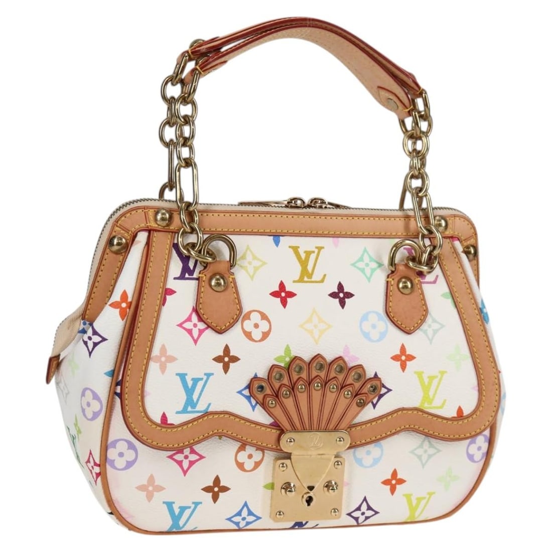 Louis Vuitton M92590 Gracie MM White Monogram Multicolor Shoulder Bag: Louis Vuitton M92590 Gracie MM White Monogram Multicolor Shoulder Bag Louis Vuitton Gracie MM shoulder bag in Monogram Multicolor Canvas with a white exterior. Made in Spain, this women's bag measures