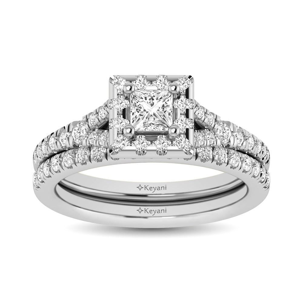14KT White Gold 1Ct.Tw. Diamond keyani Bridal Ring: 14KT White Gold 1Ct.Tw. Diamond keyani Bridal Ring 14k White Gold Stone Color: Gh Stone Clarity: Si2 Each ring is presented in standard size 6.5. Complimentary resizing is available between sizes 510 