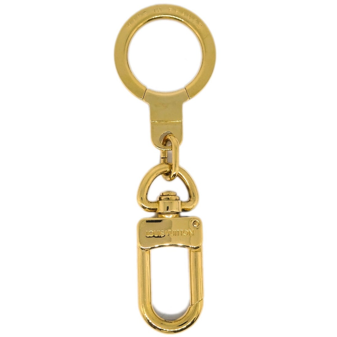 Louis Vuitton M62694 Anneau Cles Gold Plated Keyring Bag Charm: Louis Vuitton M62694 Anneau Cles Gold Plated Keyring Bag Charm Louis Vuitton Anneau Cles bag charm key holder in gold plated metal. This unisex keyring is made in France and shows reasonable wear from