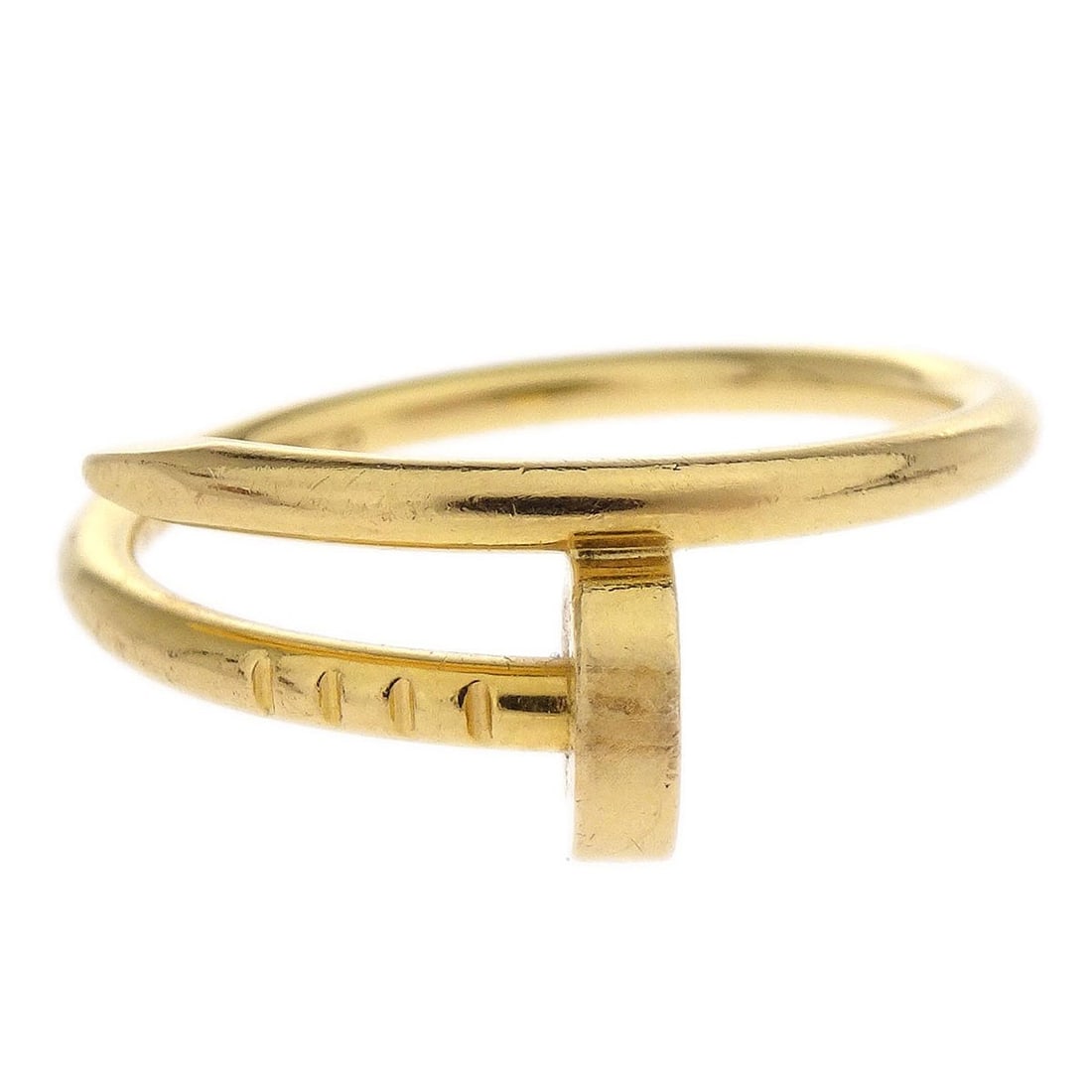 Cartier Juste Un Clou Au750 Gold Ring Size 53 UFX573: Cartier Juste Un Clou Au750 Gold Ring Size 53 UFX573 Vintage Cartier Juste Un Clou ring in Au750 gold with a round shape and no main stone. This piece is identified as UFX573 and presents in very good