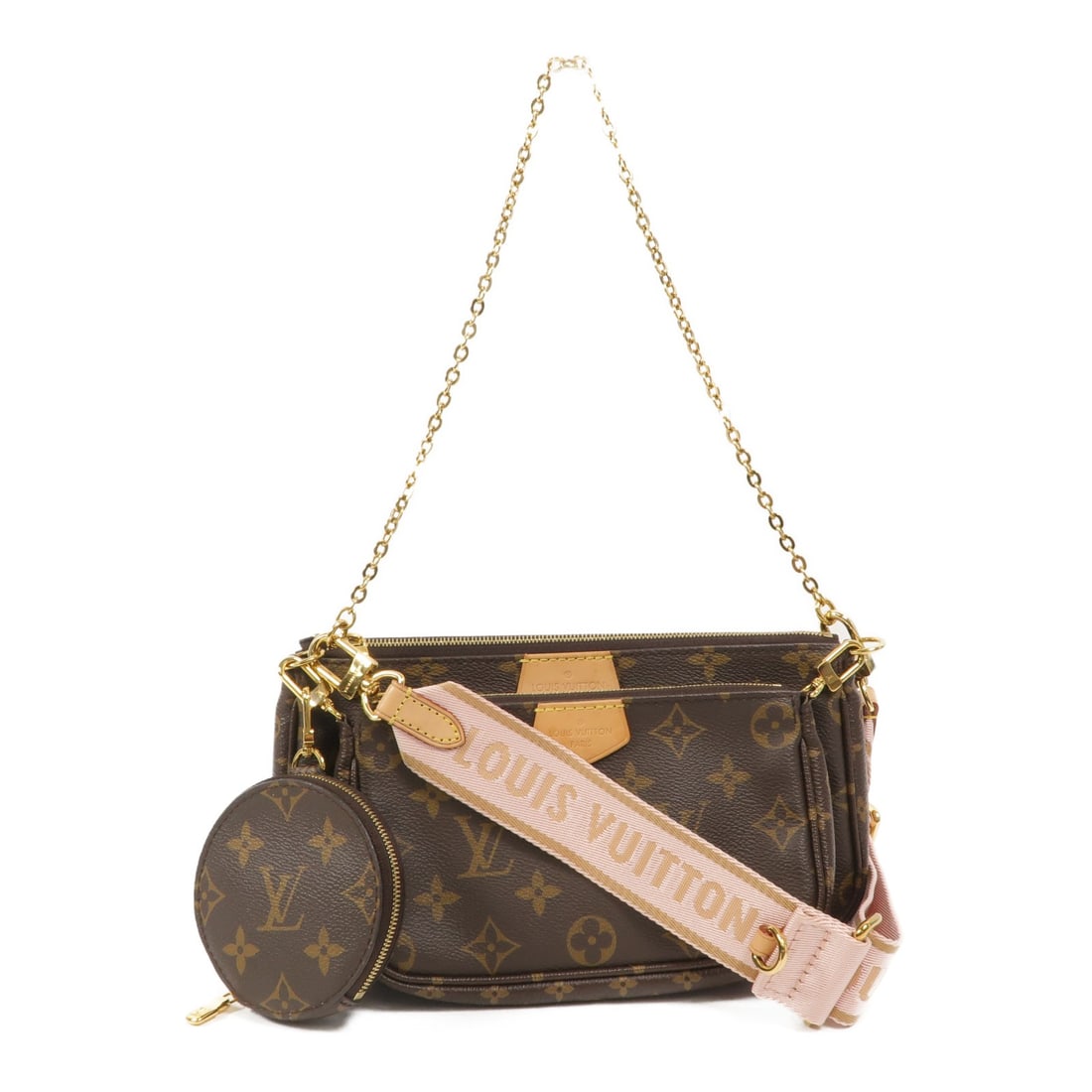 Louis Vuitton M44840 Multi Pochette Accessoires Monogram Shoulder Bag: Louis Vuitton M44840 Multi Pochette Accessoires Monogram Shoulder Bag Louis Vuitton Multi Pochette Accessoires 2 Way Bag, model M44840, in brown monogram and PVC coated canvas. This bag features a two