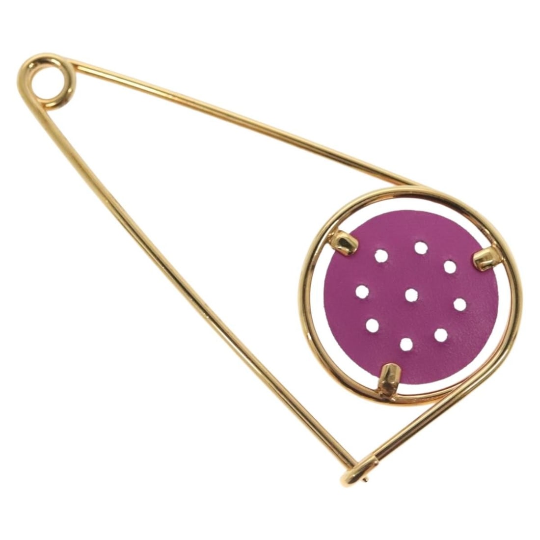 LOEWE Gold Tone Metal Brooch with Dust Bag: LOEWE Gold Tone Metal Brooch with Dust Bag This exquisite LOEWE brooch features a luxurious gold tone, crafted from high-quality metal. With approximate dimensions of 40mm in width and 80mm in length,