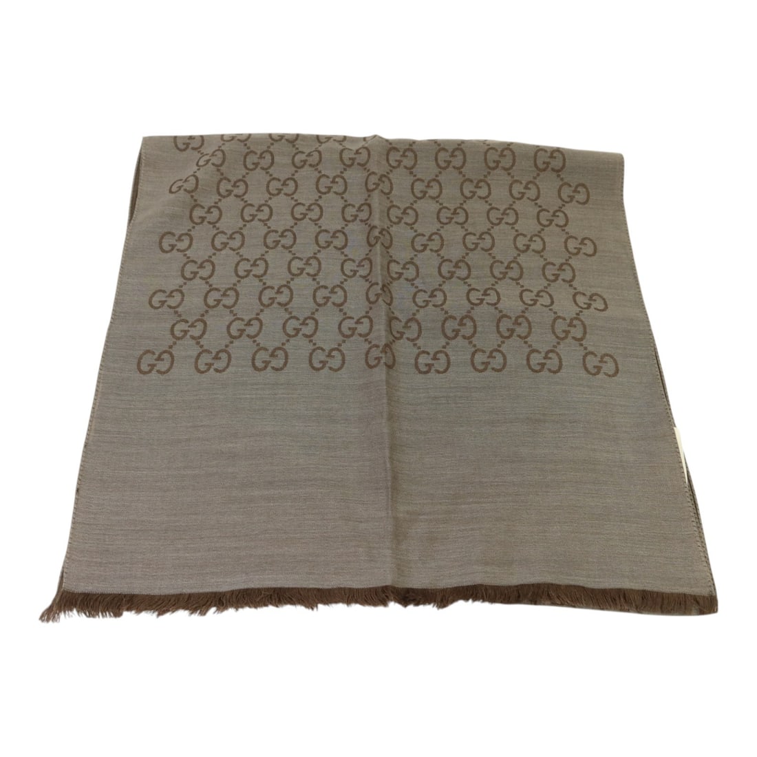 Gucci 165904 GG Wool Silk Scarf 40x180 Gray Brown (1 of 9)