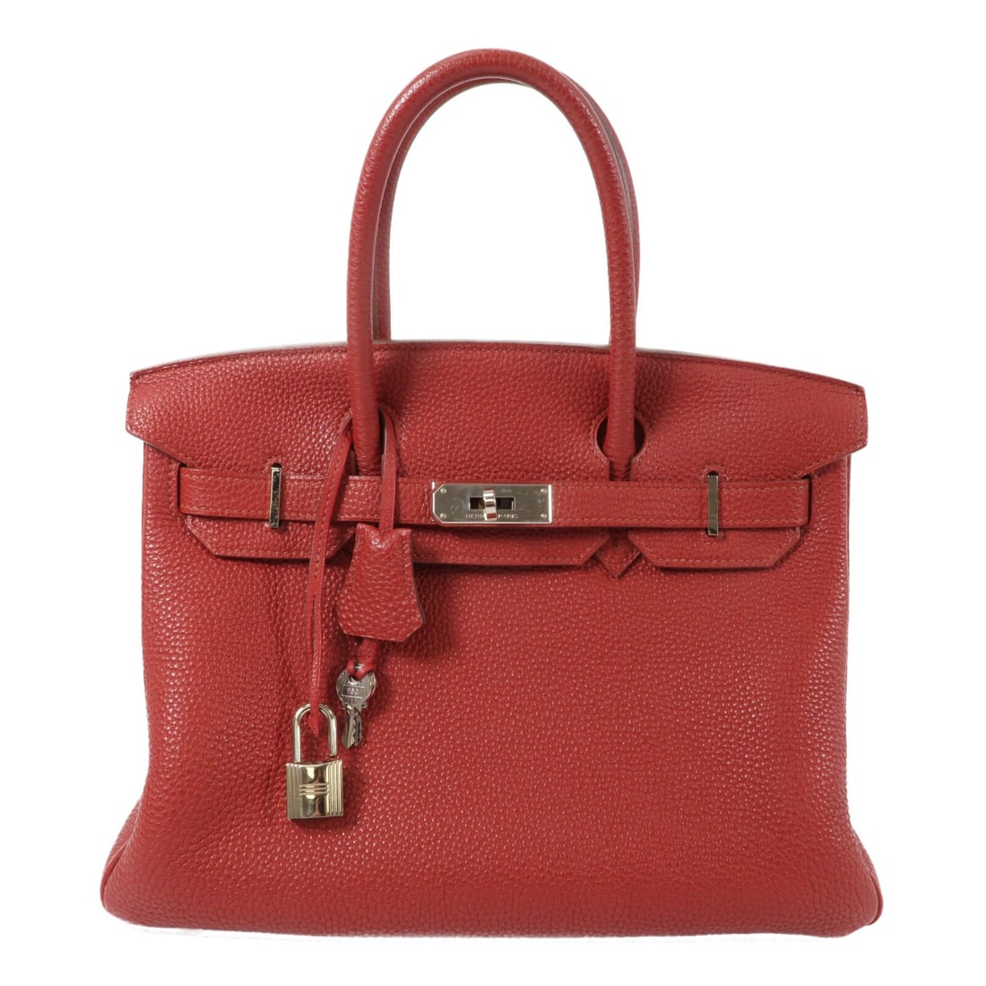 Hermes Birkin 30 Togo Calfskin Handbag Rouge Garnet PHW: Hermes Birkin 30 Togo Calfskin Handbag Rouge Garnet PHW Hermes Birkin 30 handbag in Rouge Garnet, crafted from Togo leather and calfskin (cowhide). This PHW model features a structured silhouette with