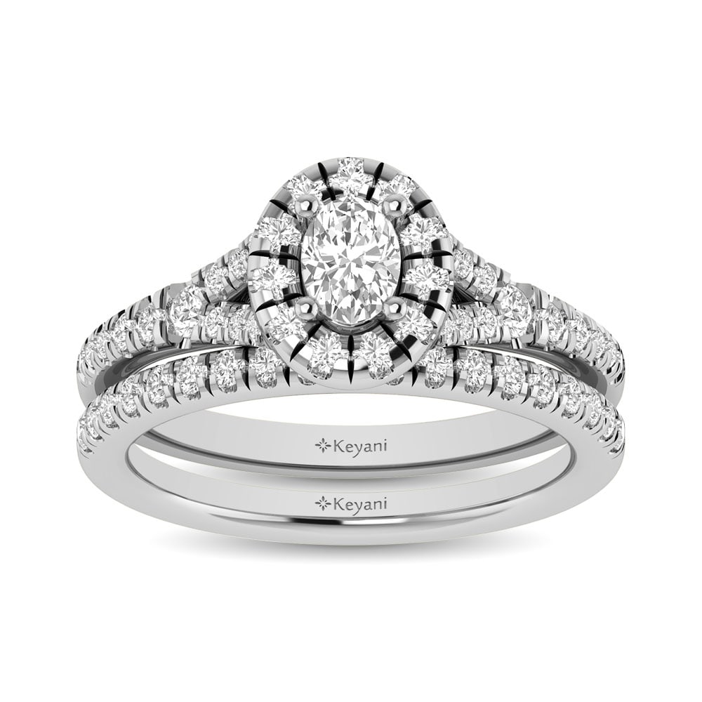 14KT White Gold 1Ct.Tw. Diamond keyani Bridal Ring: 14KT White Gold 1Ct.Tw. Diamond keyani Bridal Ring 14k White Gold Stone Color: Gh Stone Clarity: Si2 Each ring is presented in standard size 6.5. Complimentary resizing is available between sizes 510 