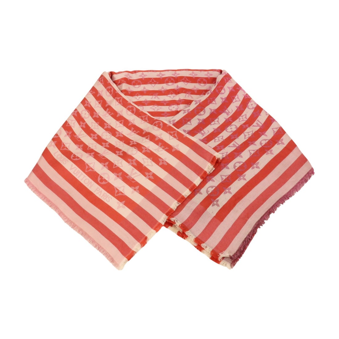 Louis Vuitton Silk Scarf 135cm x 140cm Red Pink: Louis Vuitton Silk Scarf 135cm x 140cm Red Pink A Louis Vuitton silk scarf in red and pink, sized 135 cm x 140 cm (53.1 in x 55.1 in). The item is listed in reasonable wear and tear condition and come