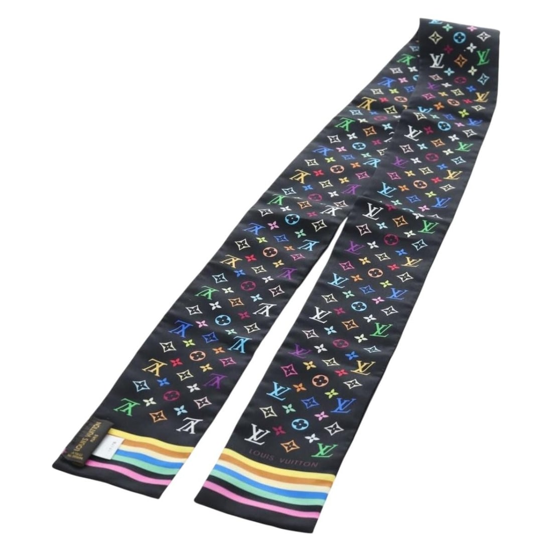 Louis Vuitton Monogram Multicolor Silk Scarf Black Italy (1 of 12)