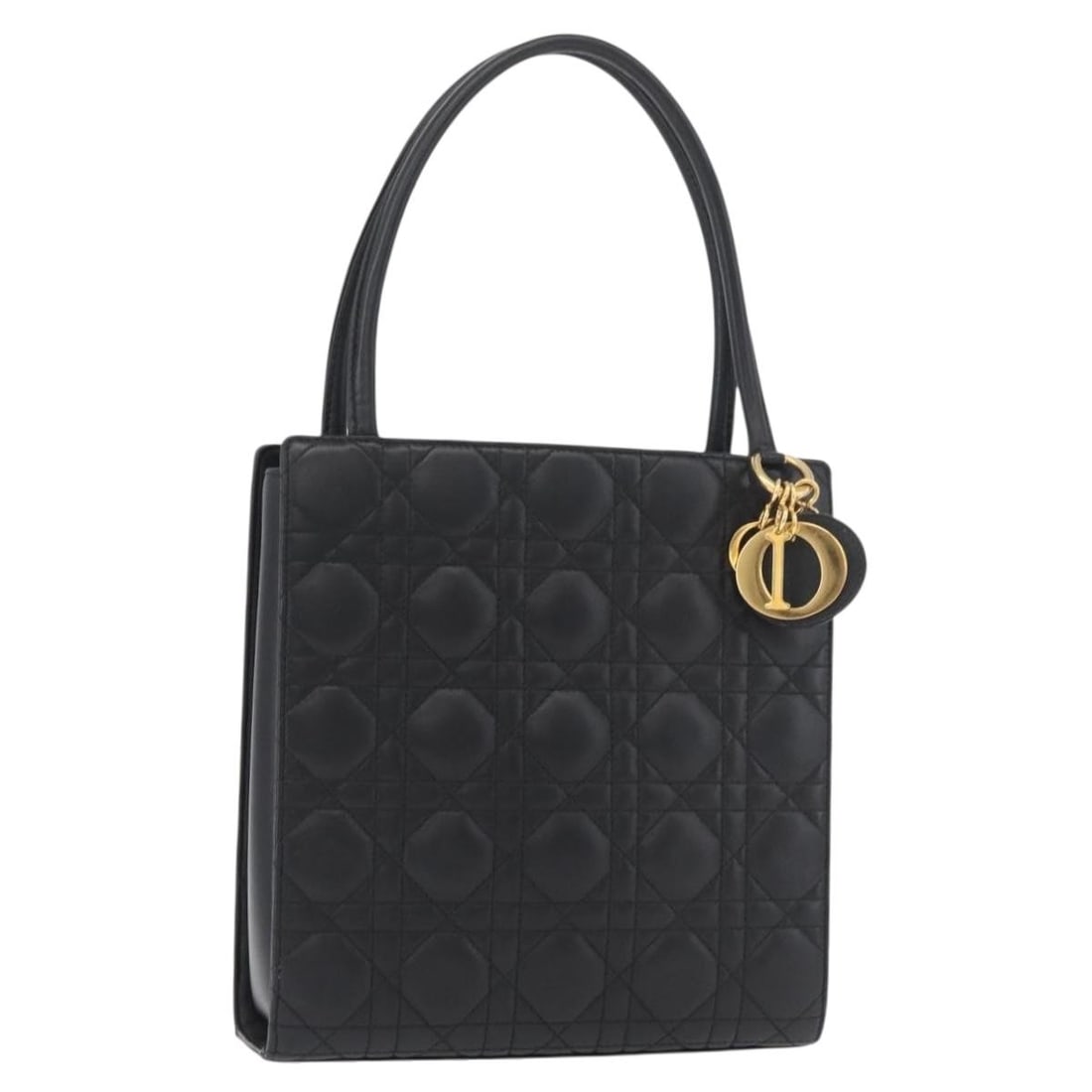 Christian Dior Lady Dior lambskin handbag black with charm dust bag: Christian Dior Lady Dior lambskin handbag black with charm dust bag Christian Dior Lady Dior handbag crafted in black lamb skin with gold-tone accents. Made in Italy, this women's handbag includes a d