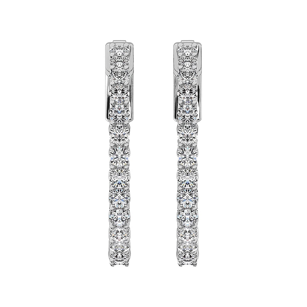 14K White Gold Lab Grown Diamond 1 1/2 Ct.Tw. In and Out Hoop Earrings (3/4 inches): 14K White Gold Lab Grown Diamond 1 1/2 Ct.Tw. In and Out Hoop Earrings (3/4 inches) Delicate 14K white gold hoops with 1 1/2 Ct.Tw. lab-grown diamonds in a refined in-and-out pattern, perfect at 3/4 i