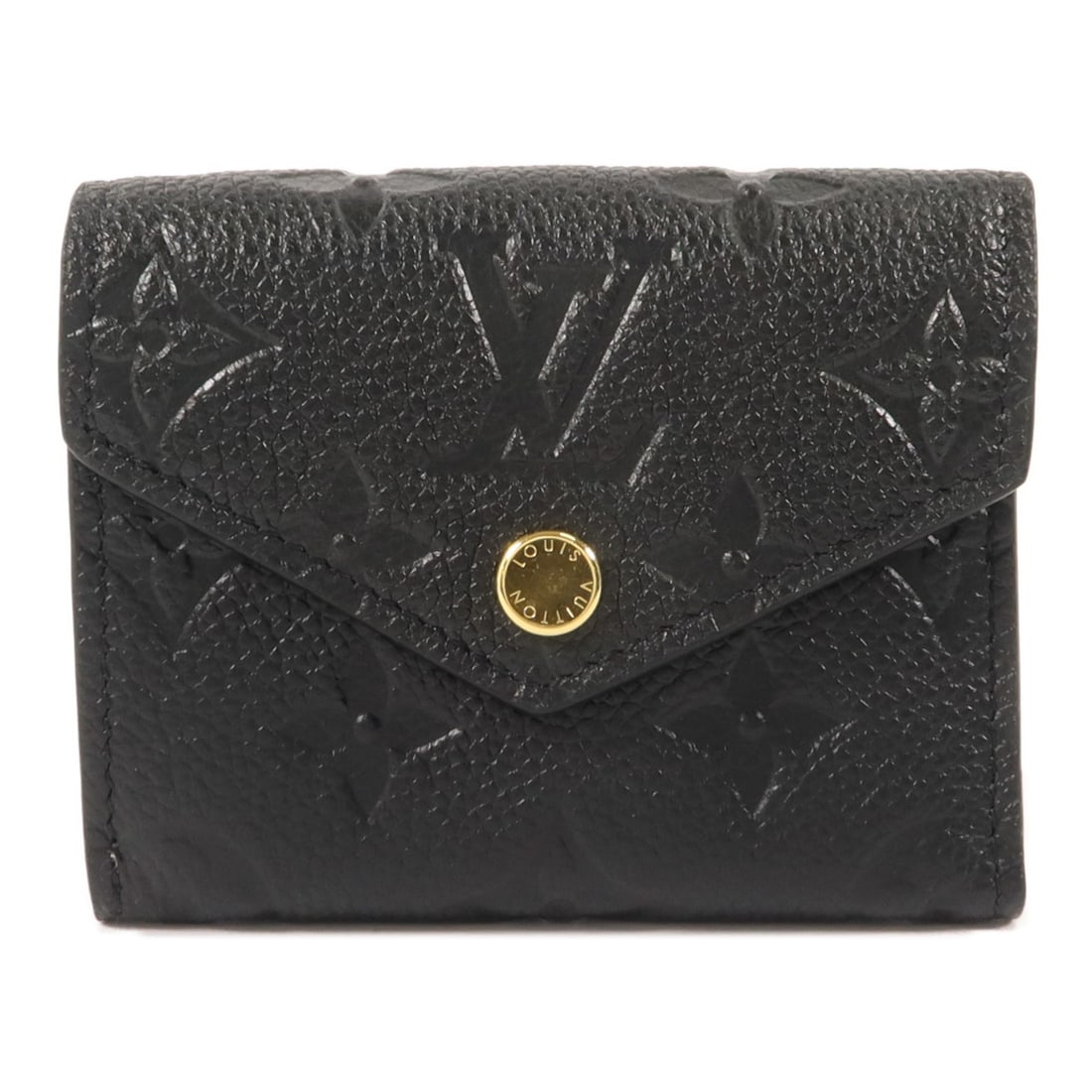 Louis Vuitton Zoe Tri Fold Wallet M62935 Black Monogram Empreinte: Louis Vuitton Zoe Tri Fold Wallet M62935 Black Monogram Empreinte A Louis Vuitton Zoe tri-fold wallet in black Monogram Empreinte and calfskin (cowhide). This women's regular-size wallet features a ho