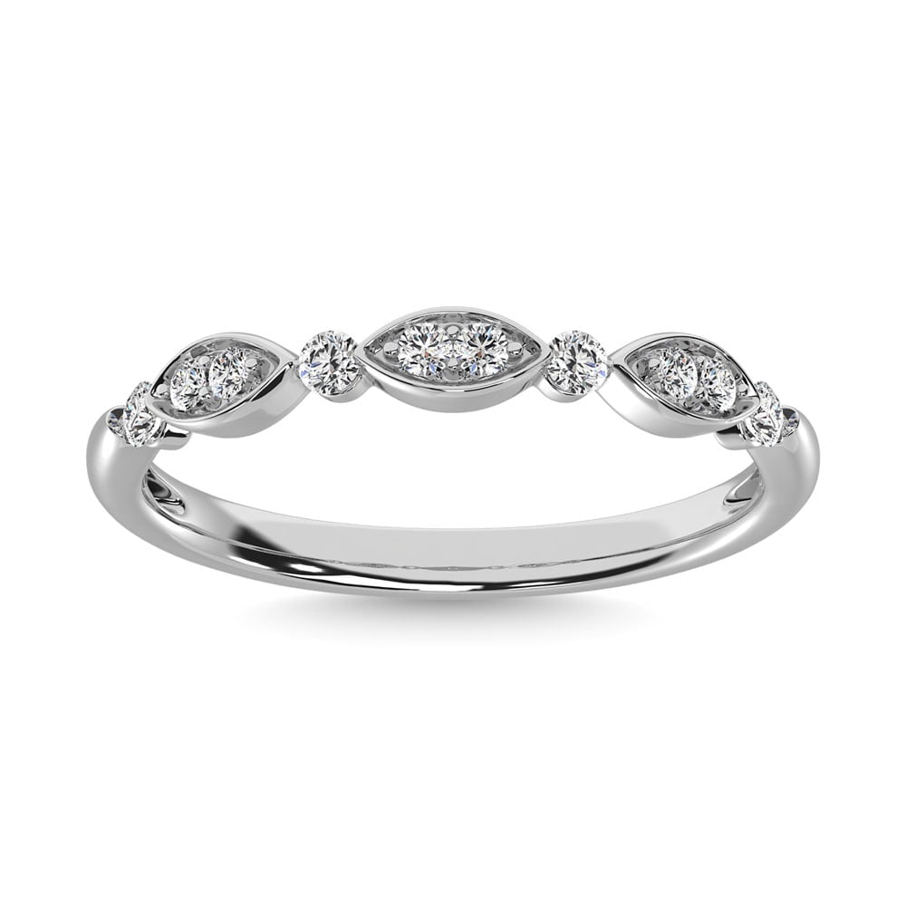 Diamond 1/5 Ct.Tw. Stackable Ring in 14K White Gold: Diamond 1/5 Ct.Tw. Stackable Ring in 14K White Gold 14k White Gold Stone Clarity: I1 Each ring is presented in standard size 6.5. Complimentary resizing is available between sizes 510 (in 1/4 incremen