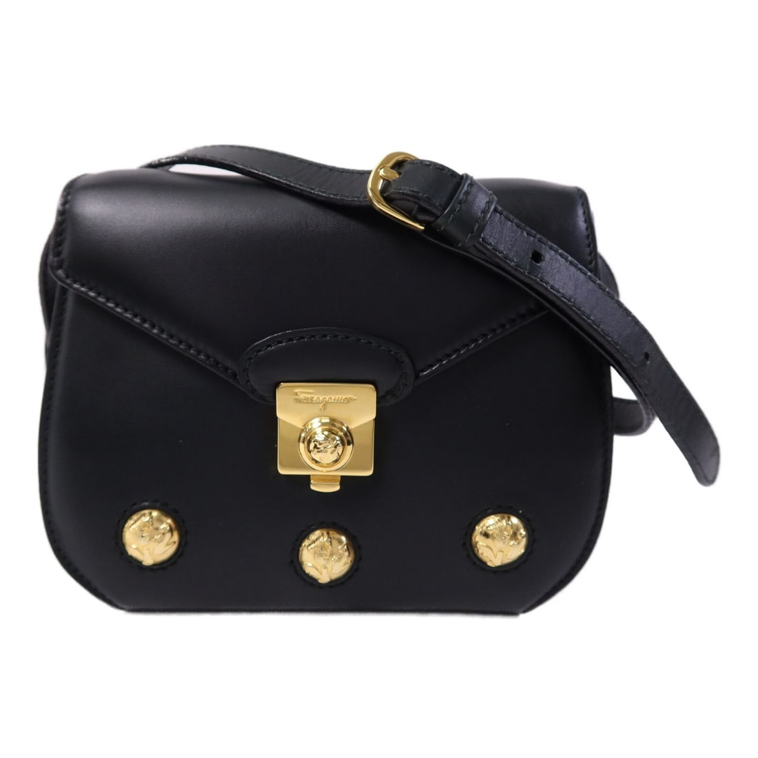 Salvatore Ferragamo Green Calfskin Shoulder Bag Gold Tone Hardware: Salvatore Ferragamo Green Calfskin Shoulder Bag Gold Tone Hardware Salvatore Ferragamo shoulder bag in green calfskin (cowhide) leather, designed for women. It features a flap pocket and comes with an