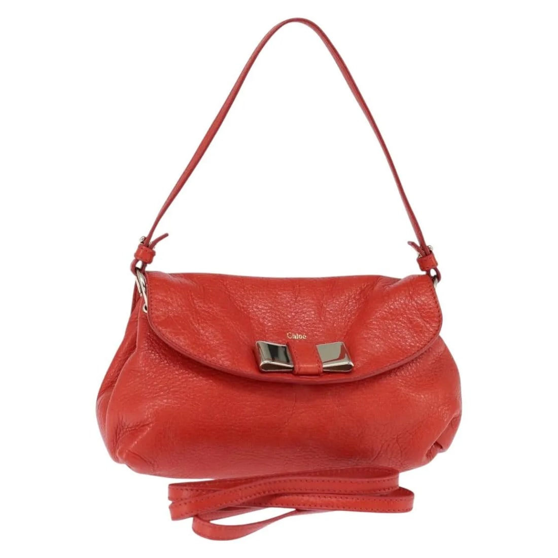 Chloe Lily red leather shoulder bag: Chloe Lily red leather shoulder bag This pre-owned Chloe Lily shoulder bag is crafted from red leather and designed for women. It features metal fittings and offers a compact size, making it suitable 