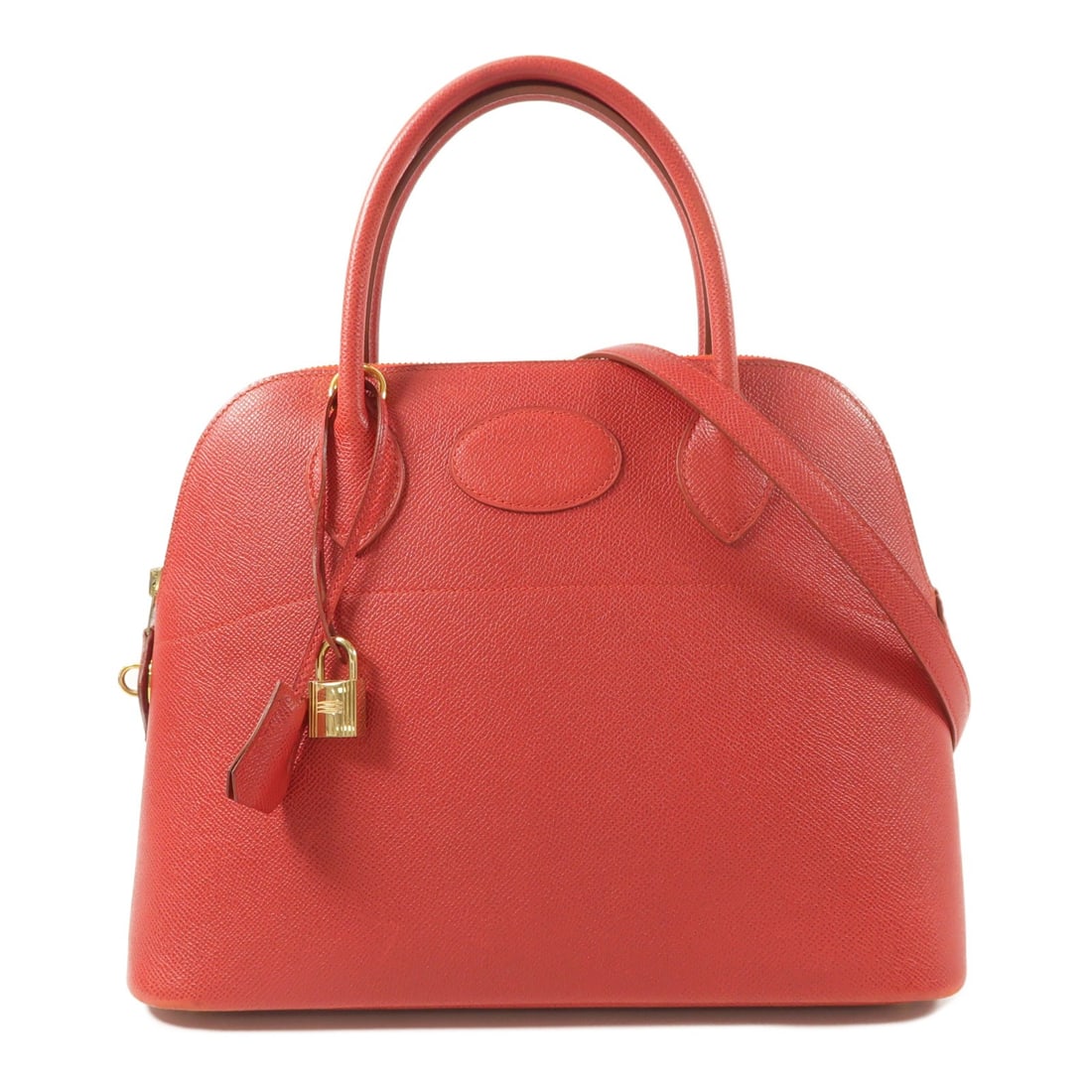 Hermes Bolide 31 Epsom Leather 2 Way Bag Rouge Vif: Hermes Bolide 31 Epsom Leather 2 Way Bag Rouge Vif Hermes Bolide 31 2-way shoulder bag in Epsom leather, presented in Rouge Vif red. It features a structured design with a top handle and shoulder stra