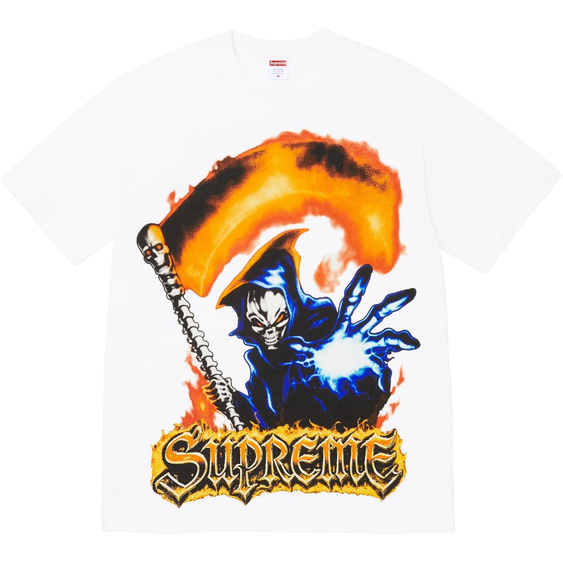 Supreme white Grim Reaper graphic tee Medium: Supreme white Grim Reaper graphic tee Medium This Supreme Grim Reaper White Tee features a bold graphic on a clean white base, offering a classic streetwear look. Designed for everyday comfort, it has