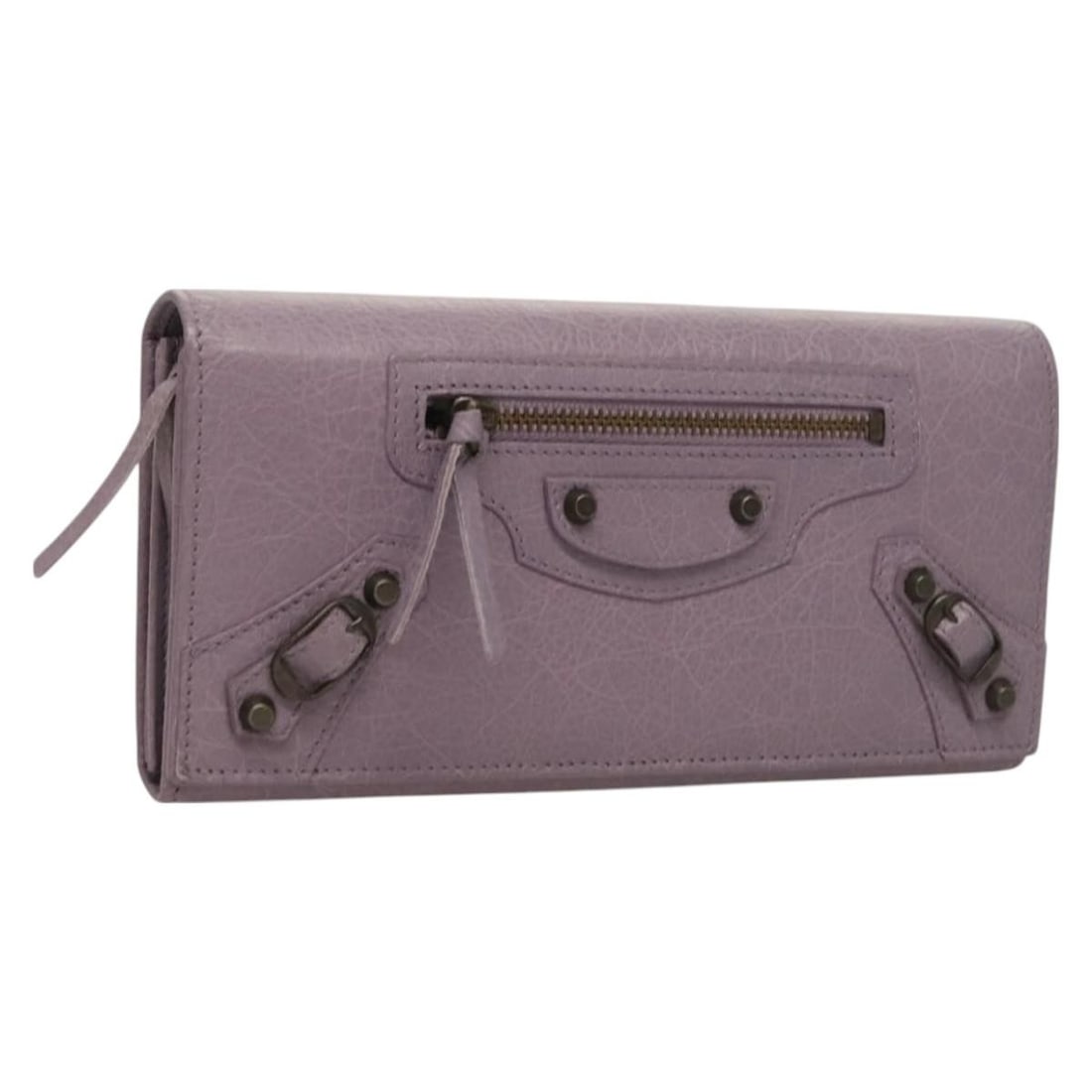 BALENCIAGA 253038 Purple Leather Continental Zip Long Wallet: BALENCIAGA 253038 Purple Leather Continental Zip Long Wallet Balenciaga Classic Continental Zip Wallet in purple leather, designed in a long wallet style for women. Made in Italy, this wallet includes