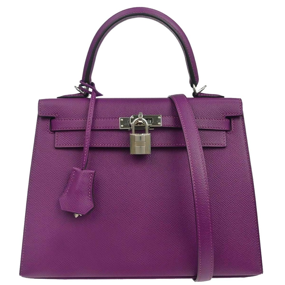 Hermes Kelly 25 Sellier Anemone Epsom 2way Top Handle Bag: Hermes Kelly 25 Sellier Anemone Epsom 2way Top Handle Bag Hermes Kelly 25 Sellier 2-way handbag in Anemone Epsom leather. This structured top handle bag features a turn-lock closure, leather lining, b