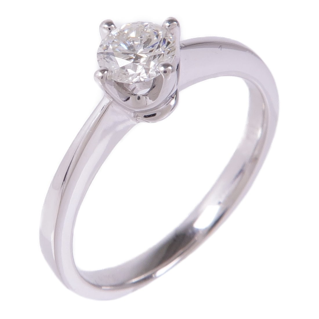 18K White Gold Diamond Ring Size 4.75 with Certificate: 18K White Gold Diamond Ring Size 4.75 with Certificate Diamond ring in 18K white gold with a 0.30 ct diamond. It is sized US 4.75 and described as being in very good condition. The ring has a simple s