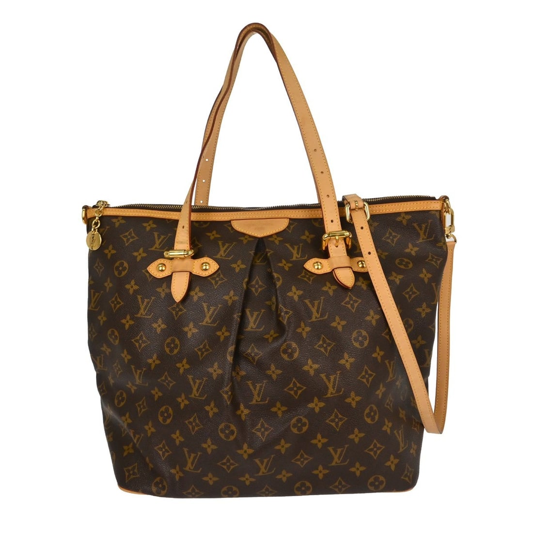 Louis Vuitton Palermo GM Monogram Canvas Tote with Shoulder Strap M40146: Louis Vuitton Palermo GM Monogram Canvas Tote with Shoulder Strap M40146 Vintage Louis Vuitton Palermo GM 2-way tote bag in brown Monogram canvas and leather. It features a buckle flap closure, three 