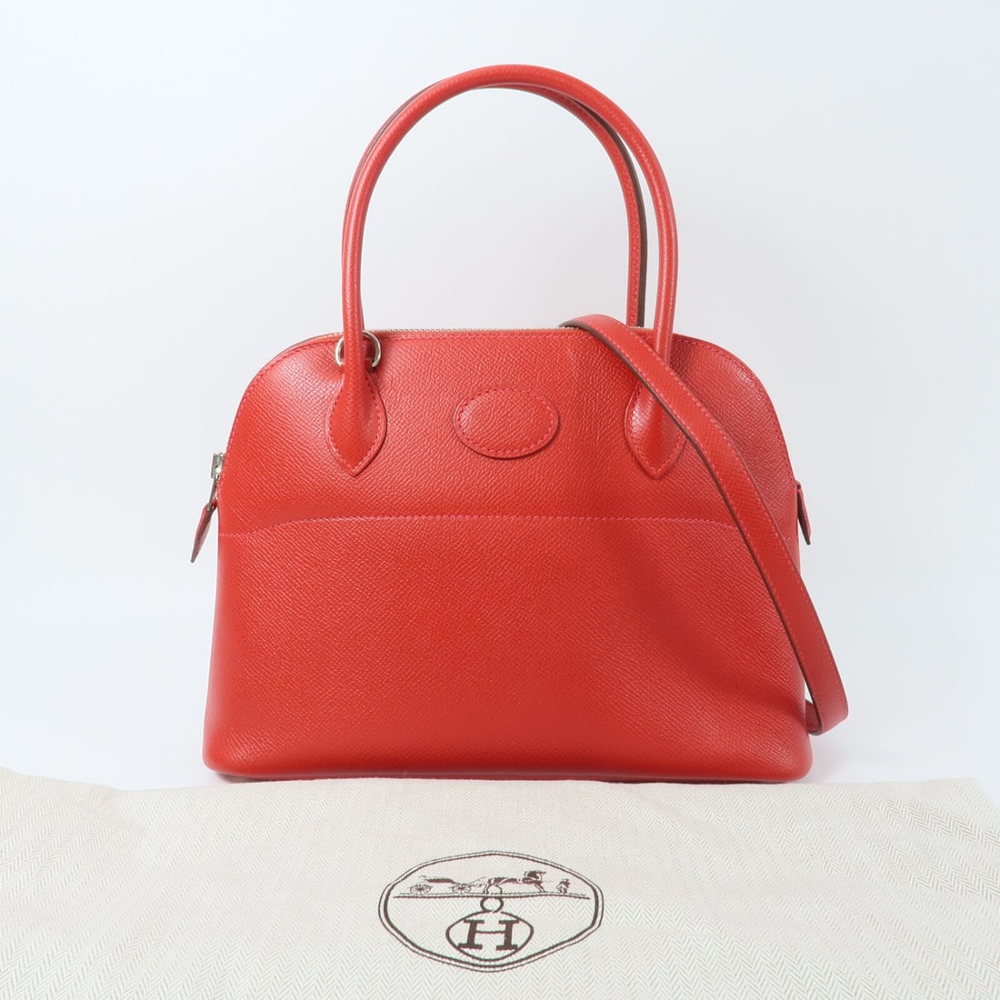 Hermes Bolide 27 Veau Epsom Red 2 Way Shoulder Bag: Hermes Bolide 27 Veau Epsom Red 2 Way Shoulder Bag Hermes Bolide 27 2-way shoulder handbag in Rouge red, made from Epsom and calfskin (cowhide). This women's regular-size bag features a top handle, sh