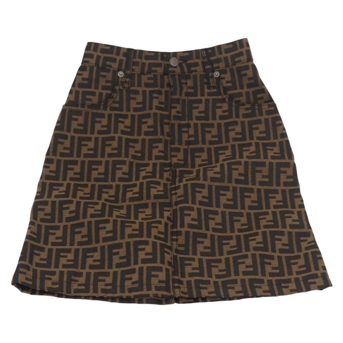 Fendi Zucca Canvas Women Skirt Black Brown Italy: Fendi Zucca Canvas Women Skirt Black Brown Italy This FENDI women's skirt is crafted from signature Zucca canvas in black and brown tones. Made in Italy, it features a shaft height of approximately 46