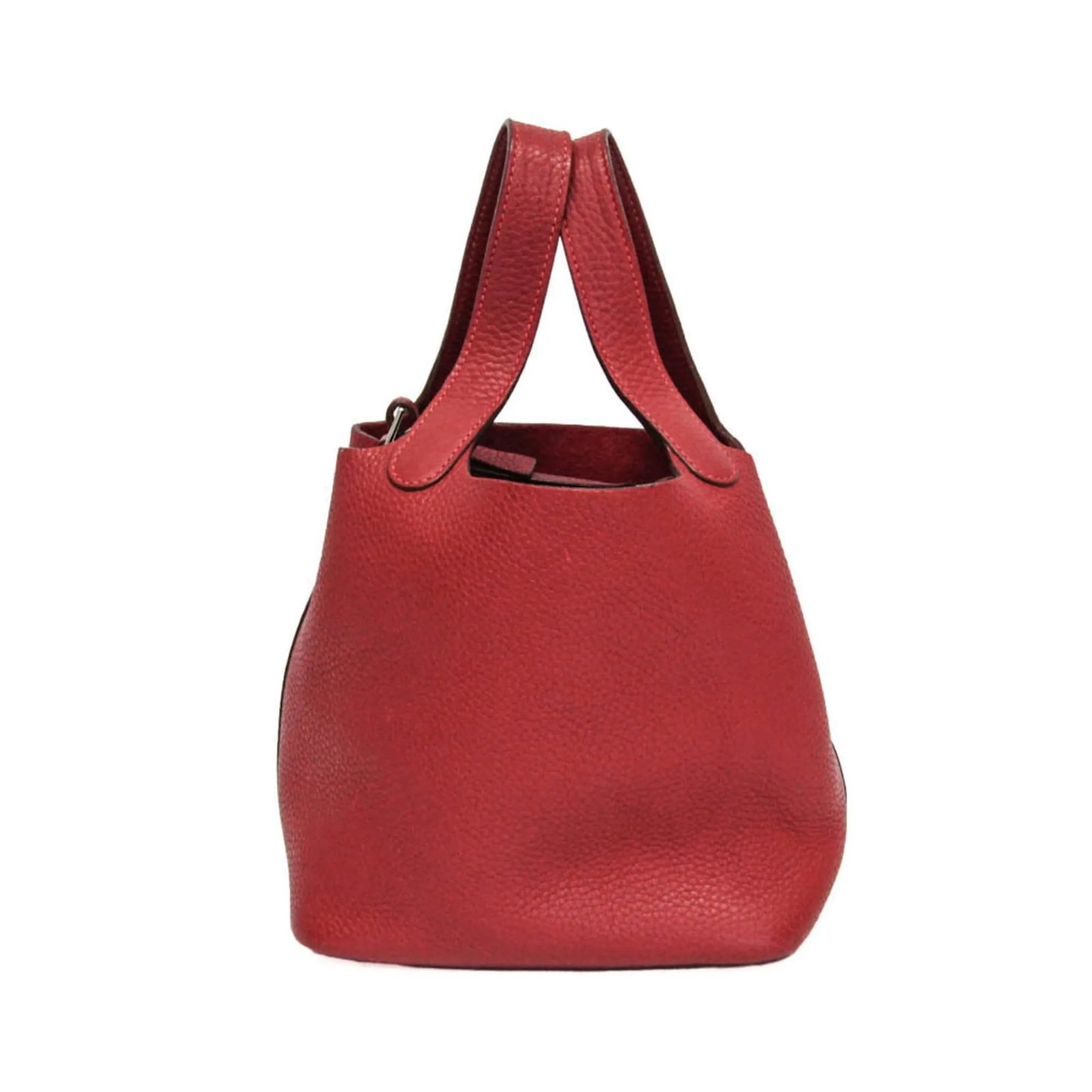 Hermes Picotin Red Leather Handbag 20cm x 18cm x 14cm: Hermes Picotin Red Leather Handbag 20cm x 18cm x 14cm Hermes Picotin bag in red leather with a unisex design. Made in France, this piece is presented in good condition with noted light scratches to th