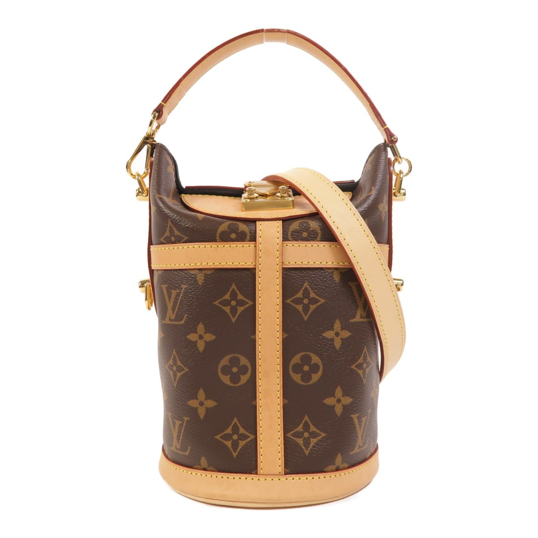 Louis Vuitton M43587 Monogram Duffle 2 Way Bag Brown: Louis Vuitton M43587 Monogram Duffle 2 Way Bag Brown A Louis Vuitton Duffle 2 Way Shoulder Bag Handbag in Brown monogram PVC coated canvas. It features gold-tone hardware, a handle, and a shoulder str