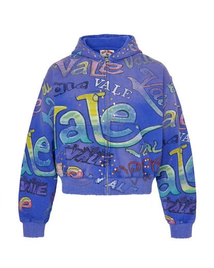 Vale Iceberg Blue Cotton Blend Fleece Zip Hoodie Medium: Vale Iceberg Blue Cotton Blend Fleece Zip Hoodie Medium The Vale Iceberg Blue Zip Up Hoodie offers a blend of comfort and modern style. Made from a soft and durable cotton-blend fleece, it features a 