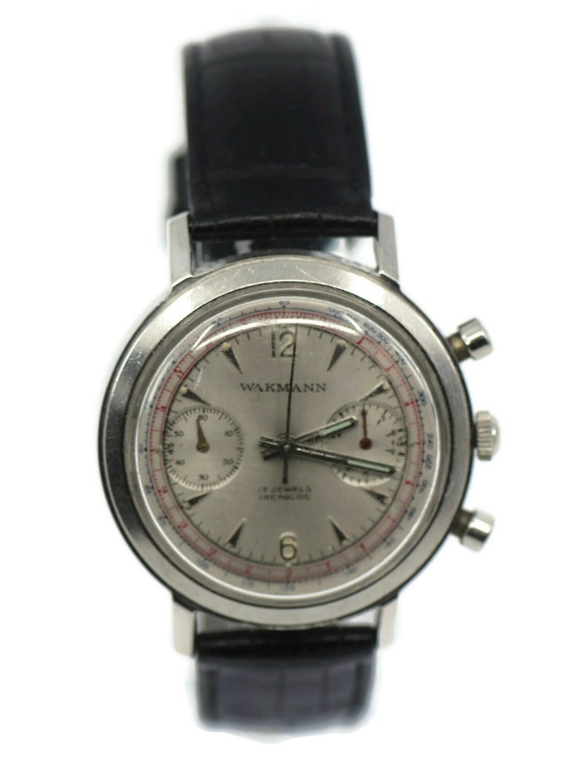 Wakmann Chronograph Manual Winding Stainless Steel Watch 37mm: Wakmann Chronograph Manual Winding Stainless Steel Watch 37mm This Wakmann Chronograph Stainless Steel Watch features a sleek and durable stainless steel case with a manual winding movement. The watch
