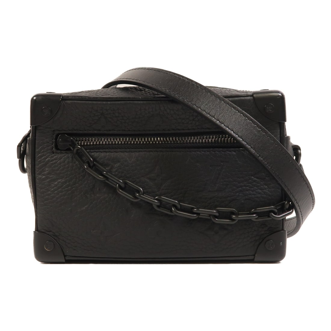 Louis Vuitton M55702 Mini Soft Trunk Shoulder Bag Black Taurillon Leather: Louis Vuitton M55702 Mini Soft Trunk Shoulder Bag Black Taurillon Leather Louis Vuitton LV Mini Soft Trunk Shoulder Bag, model M55702, in black Monogram / Taurillon Clemence leather with calfskin (cow
