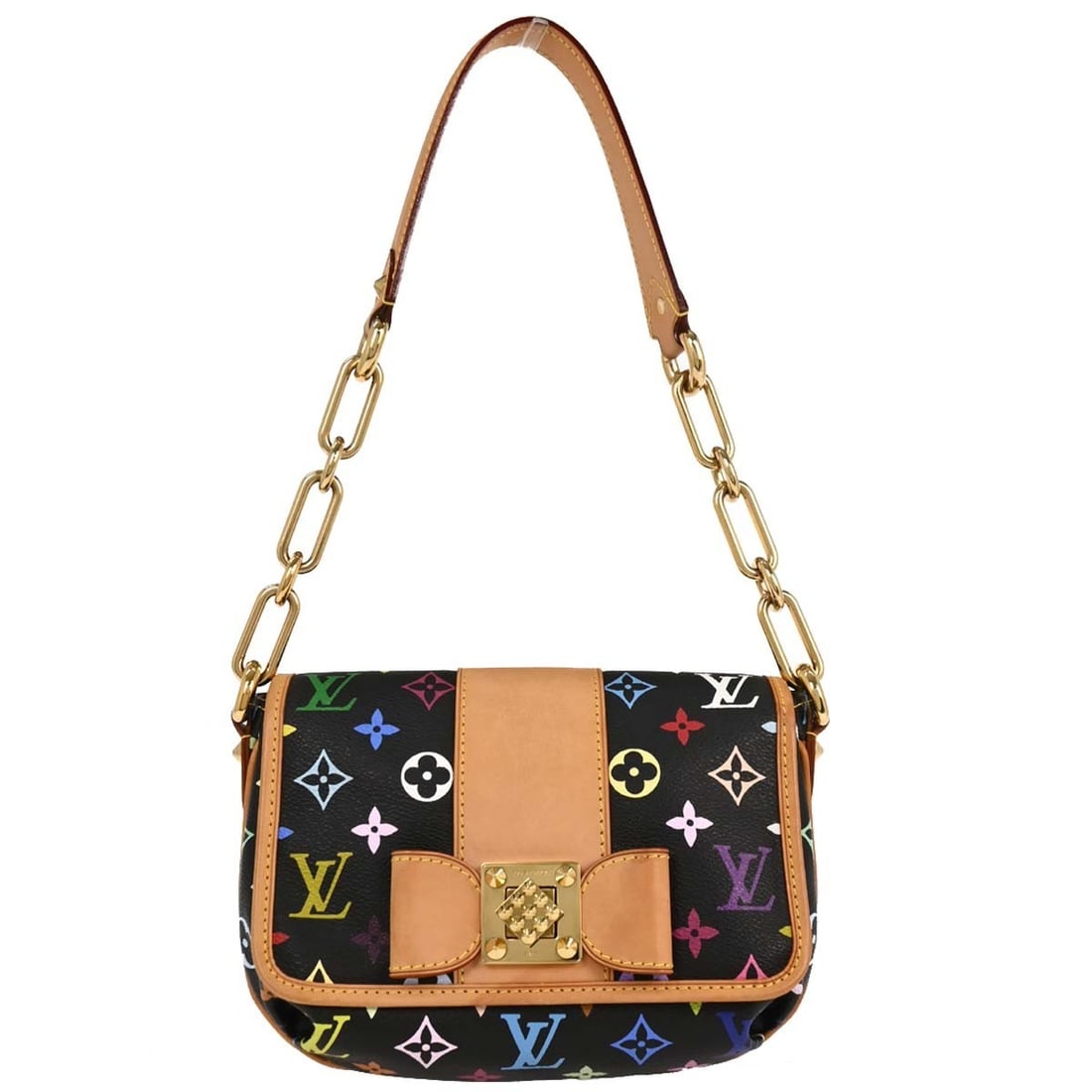 Louis Vuitton Patty Shoulder Bag Black Monogram Multicolor M40306: Louis Vuitton Patty Shoulder Bag Black Monogram Multicolor M40306 Louis Vuitton Patty shoulder bag in black Monogram Multicolor canvas with leather trim and Alcantara lining. This women's medium handb
