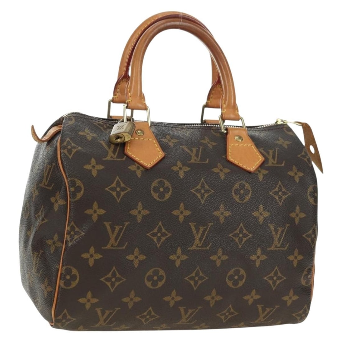Louis Vuitton M41528 Speedy 25 Monogram Canvas Handbag with Padlock Keys: Louis Vuitton M41528 Speedy 25 Monogram Canvas Handbag with Padlock Keys Louis Vuitton Speedy 25 hand bag in Monogram Canvas with the classic Monogram colorway. It comes with a padlock and two keys. M