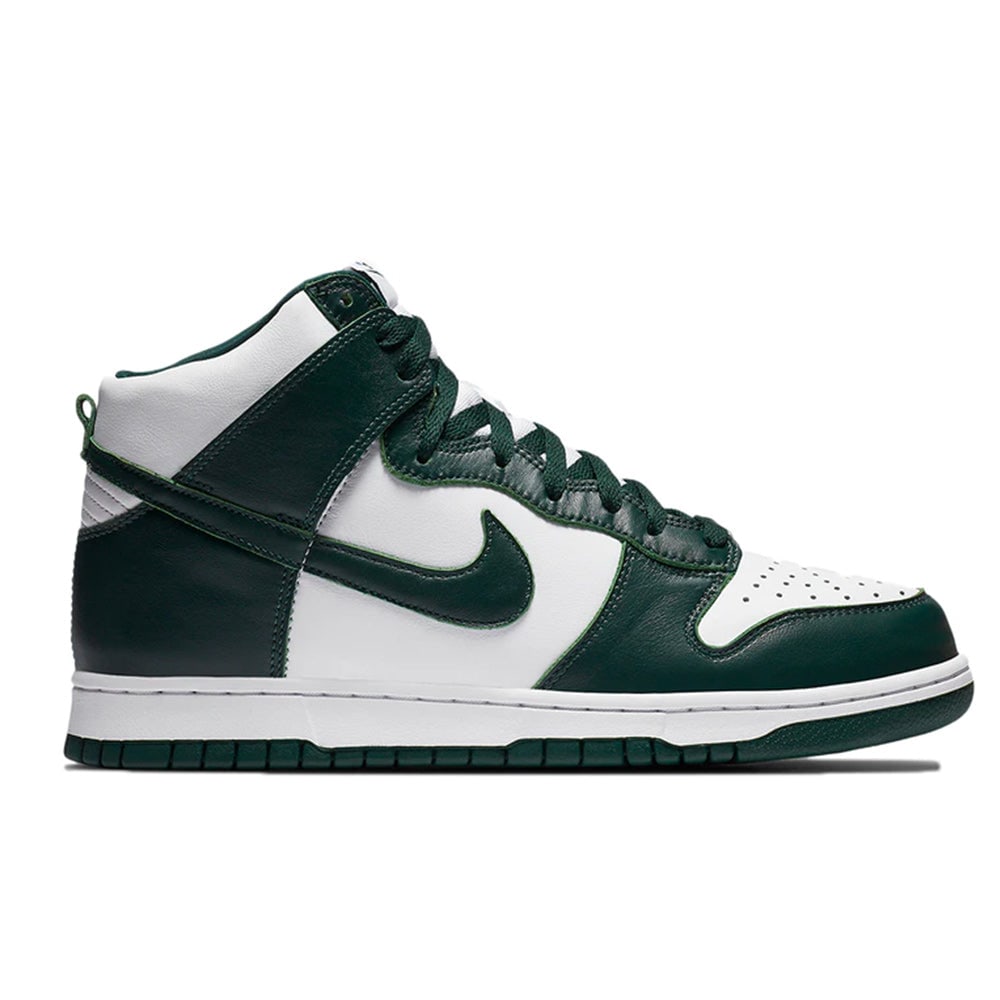 Nike Dunk High sneakers Spartan Green size 11.5 M 13 W: Nike Dunk High sneakers Spartan Green size 11.5 M 13 W Authentic Nike Dunk High Spartan Green in brand new, unworn condition. The shoe is listed in white and red with a cotton fabric construction and 