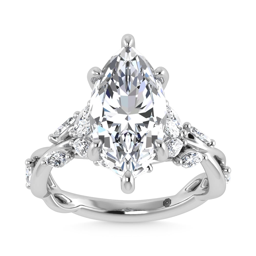 14K White Gold Lab Grown Diamond 3 1/2 Ct.Tw. Marquise Engagement Ring (IGI Certified Center 3ct): 14K White Gold Lab Grown Diamond 3 1/2 Ct.Tw. Marquise Engagement Ring (IGI Certified Center 3ct) 14k White Gold Stone Color: D-f Stone Clarity: Vs Each ring is presented in standard size 6.5. Complim