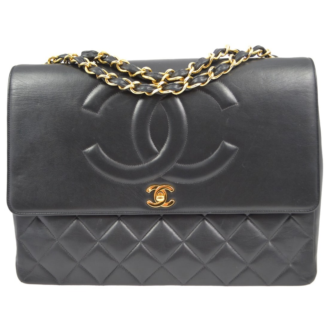 CHANEL Classic Single Flap Black Quilted Lambskin Shoulder Bag: CHANEL Classic Single Flap Black Quilted Lambskin Shoulder Bag Chanel Straight Flap shoulder bag in black quilted lambskin leather with a flap turnlock closure, chain shoulder strap, leather lining, a