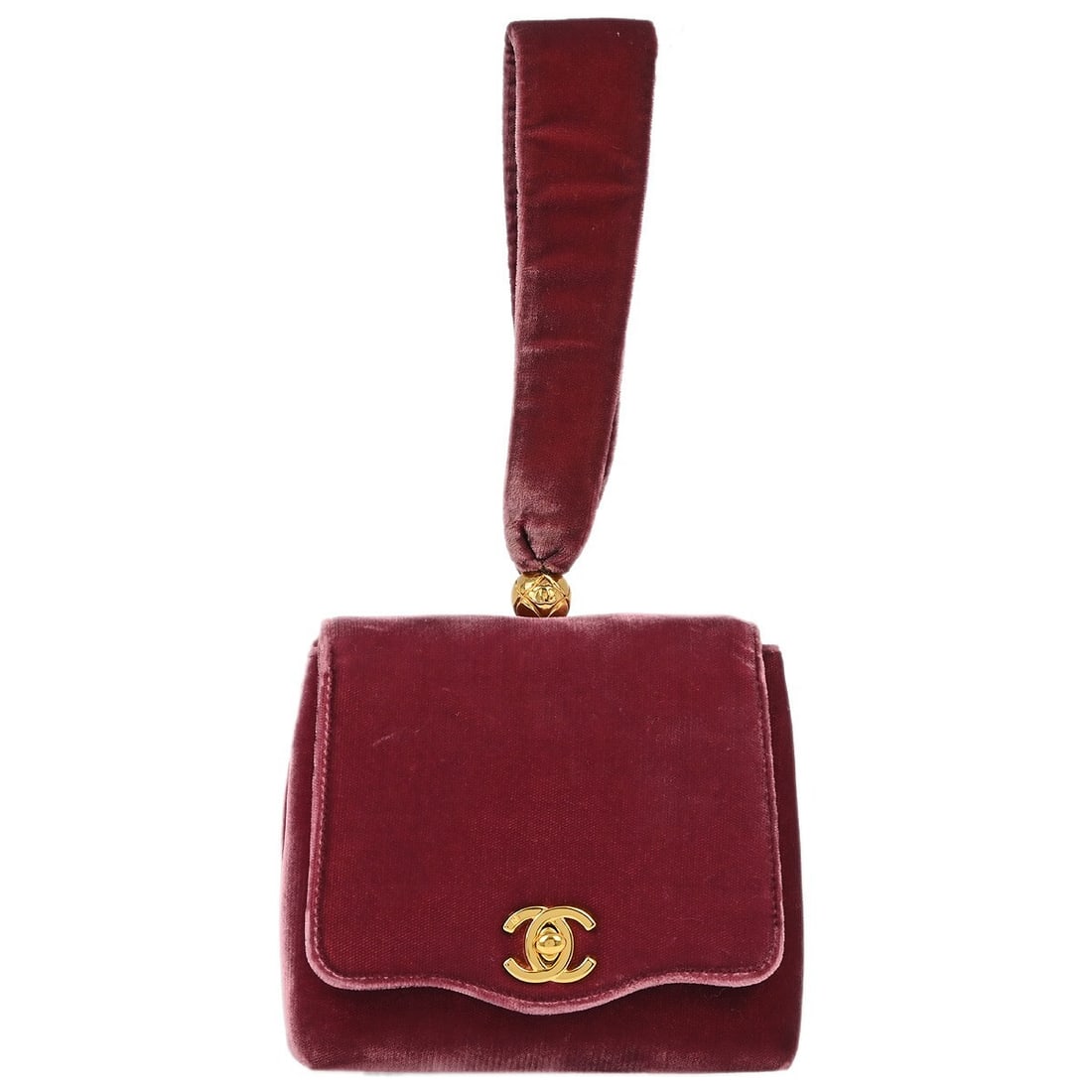 CHANEL Classic Flap Mini Top Handle Bag in Pink Velvet (1 of 11)
