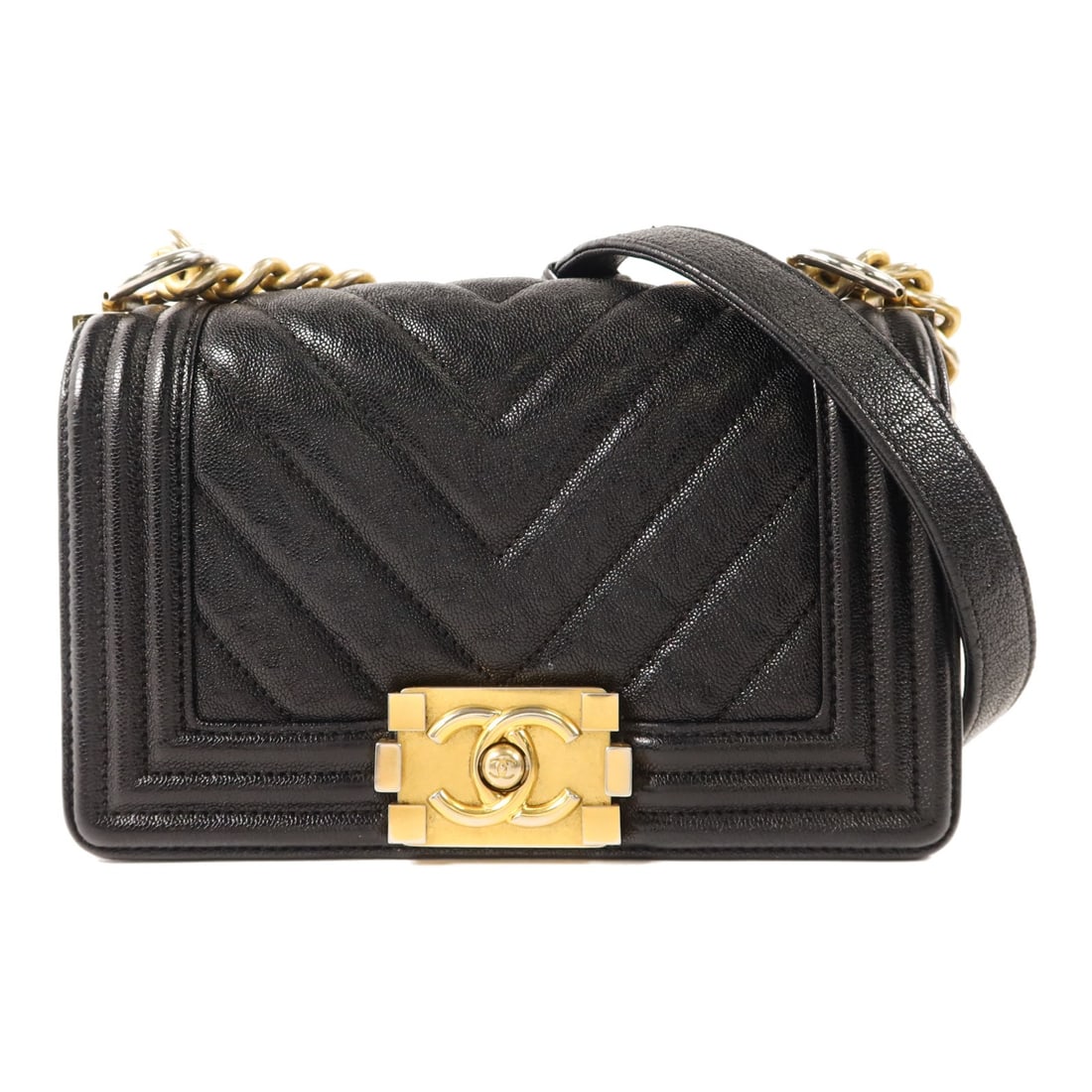 CHANEL Boy 20 CC Chain Shoulder Bag Black Calfskin GHW: CHANEL Boy 20 CC Chain Shoulder Bag Black Calfskin GHW CHANEL Boy 20 chain shoulder bag in black calfskin leather with black frame color and gold-tone hardware. It features a flap and one open inside 