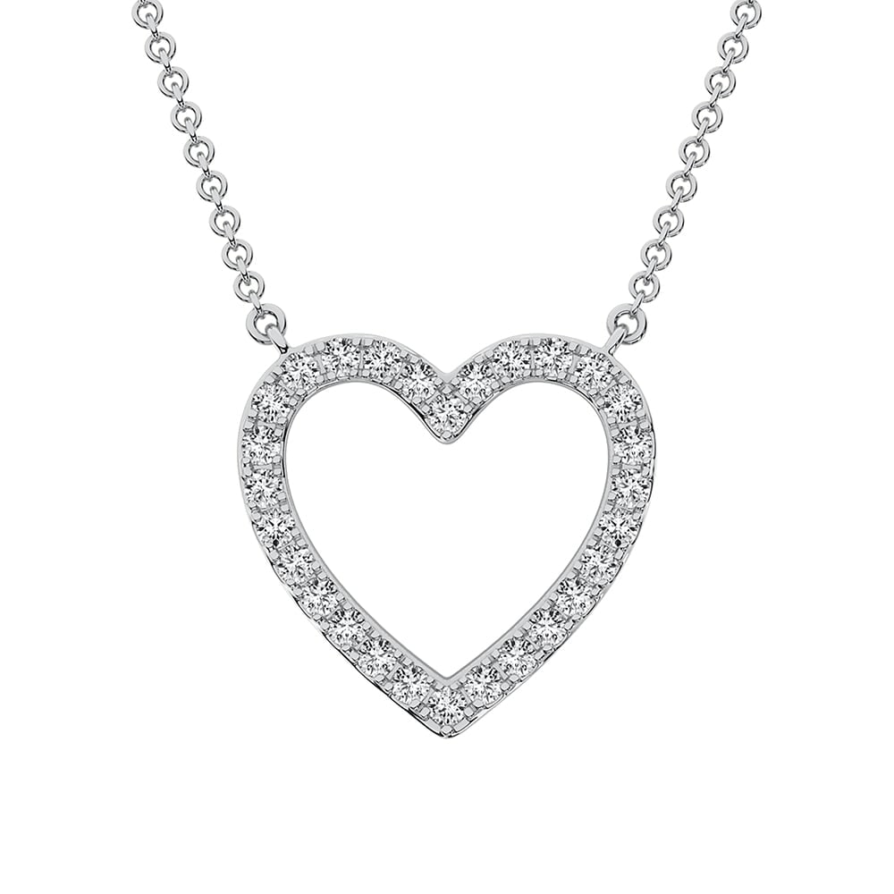 10K White Gold 1/2 Ct.Tw. Diamond Heart Necklace: 10K White Gold 1/2 Ct.Tw. Diamond Heart Necklace 10k White Gold Stone Color: G-h Stone Clarity: I1 Unless otherwise specified, pendants that include a chain are paired with our standard 18-inch length