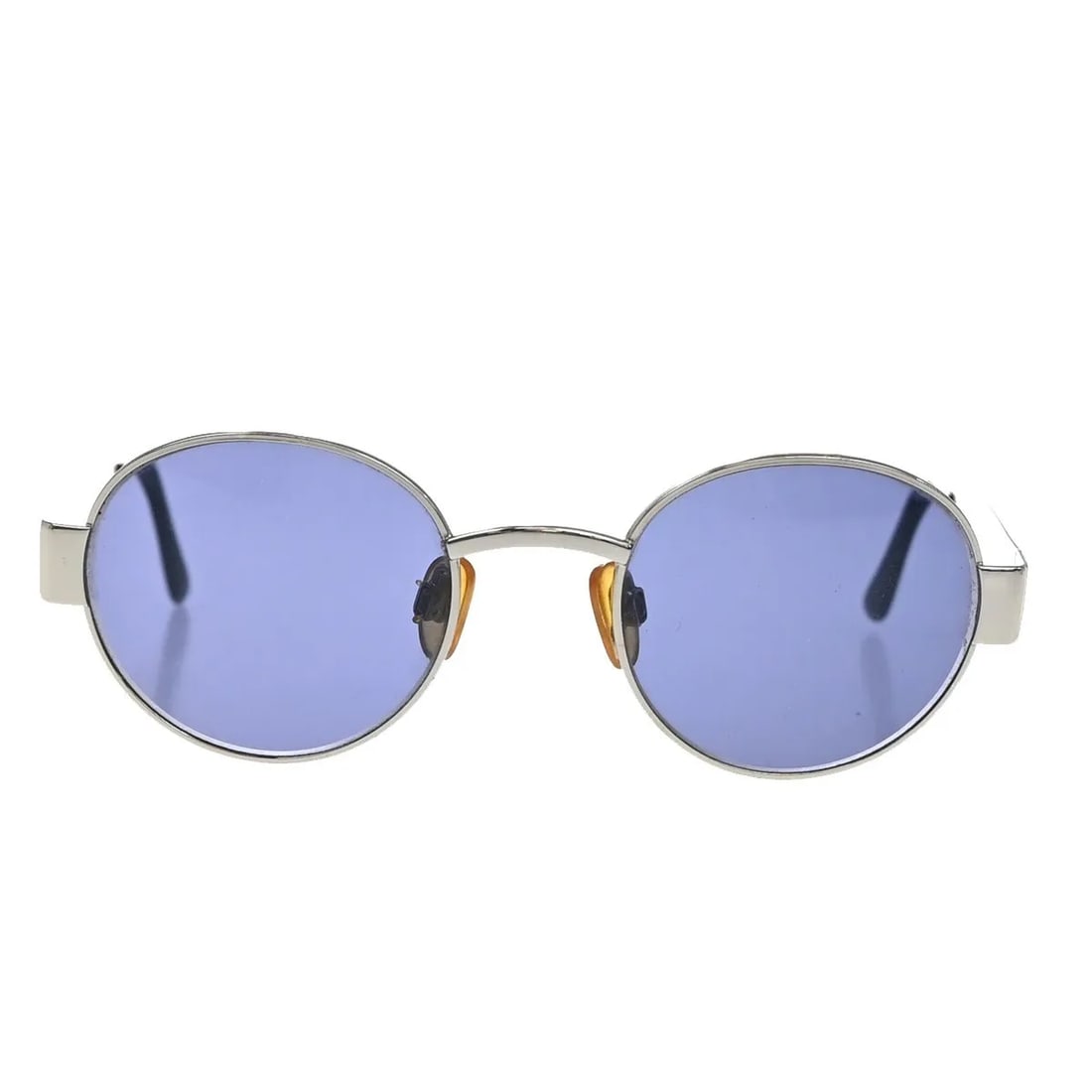 Chanel Metal Blue Sunglasses with Logo for Women: Chanel Metal Blue Sunglasses with Logo for Women Chanel women's sunglasses featuring a blue frame with metal accents. These pre-owned eyewear pieces measure 12 cm in width and 4 cm in height. Made in 