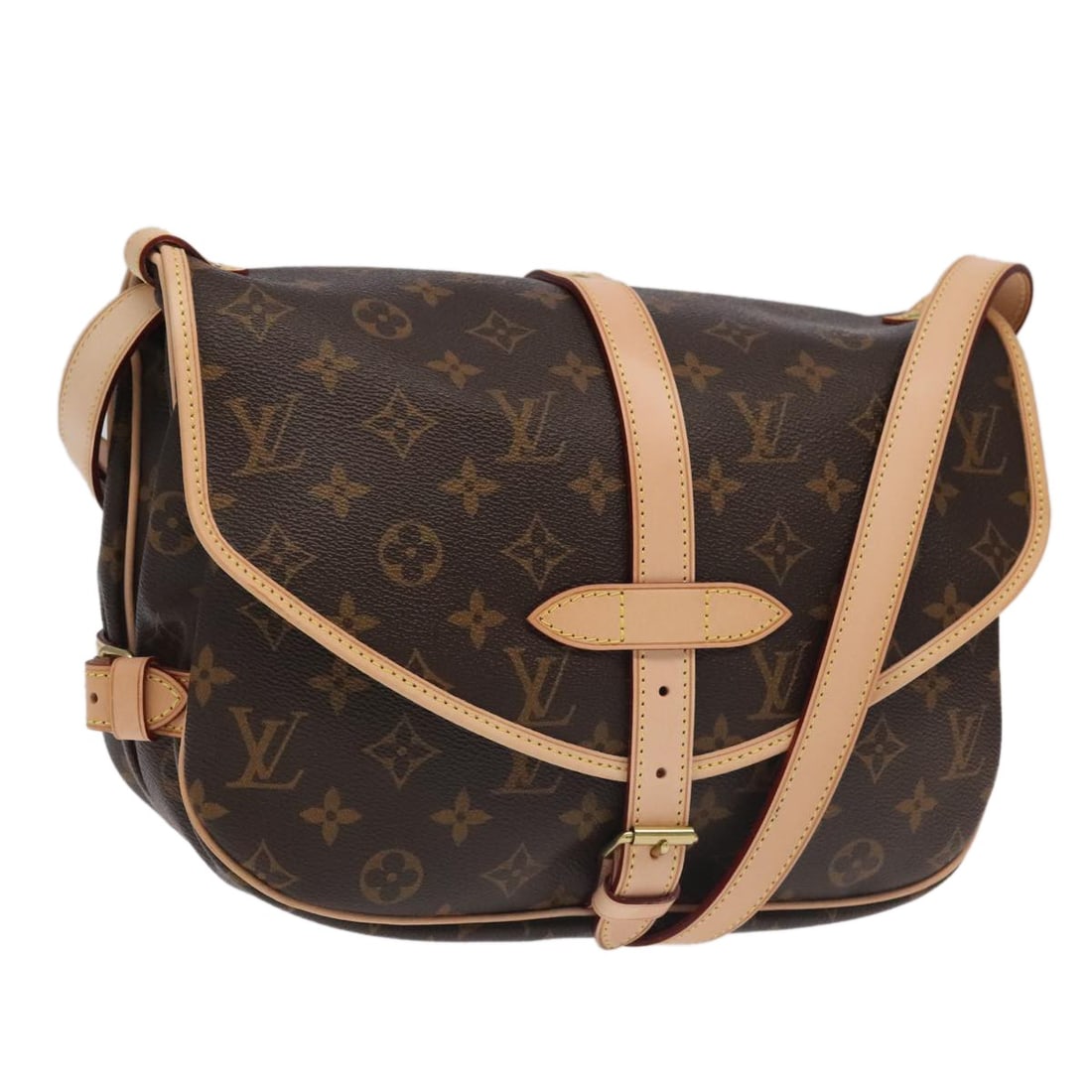 Louis Vuitton M42256 Saumur 30 Monogram Canvas Shoulder Bag: Louis Vuitton M42256 Saumur 30 Monogram Canvas Shoulder Bag Louis Vuitton Saumur 30 shoulder bag in Monogram Canvas, made in France. This women's bag features the classic Monogram exterior and comes w