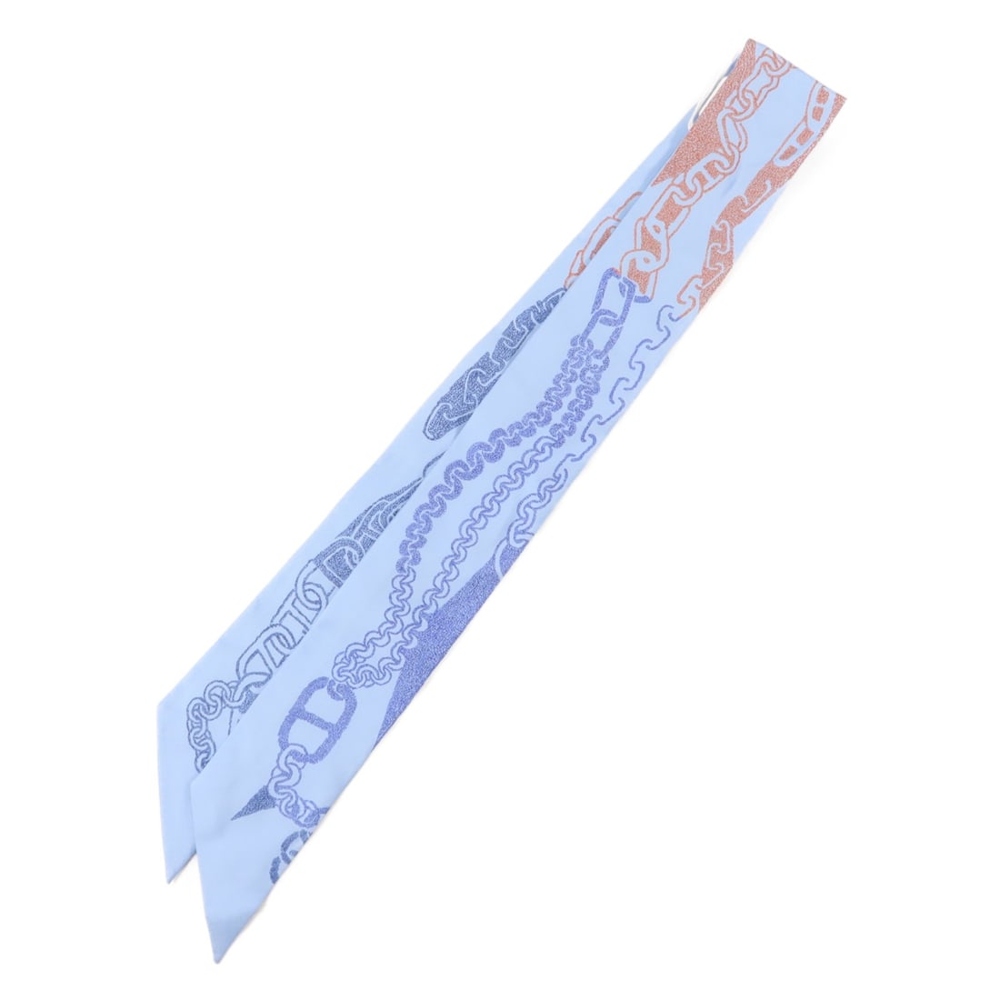 Hermes Twilly Silk Scarf Blue with Storage Box: Hermes Twilly Silk Scarf Blue with Storage Box Hermes Twilly scarf in blue silk with a BluexBlue colorway. It measures 85 cm x 5 cm (33.5 in x 2.0 in) and comes with a storage box. Condition is A+: pr