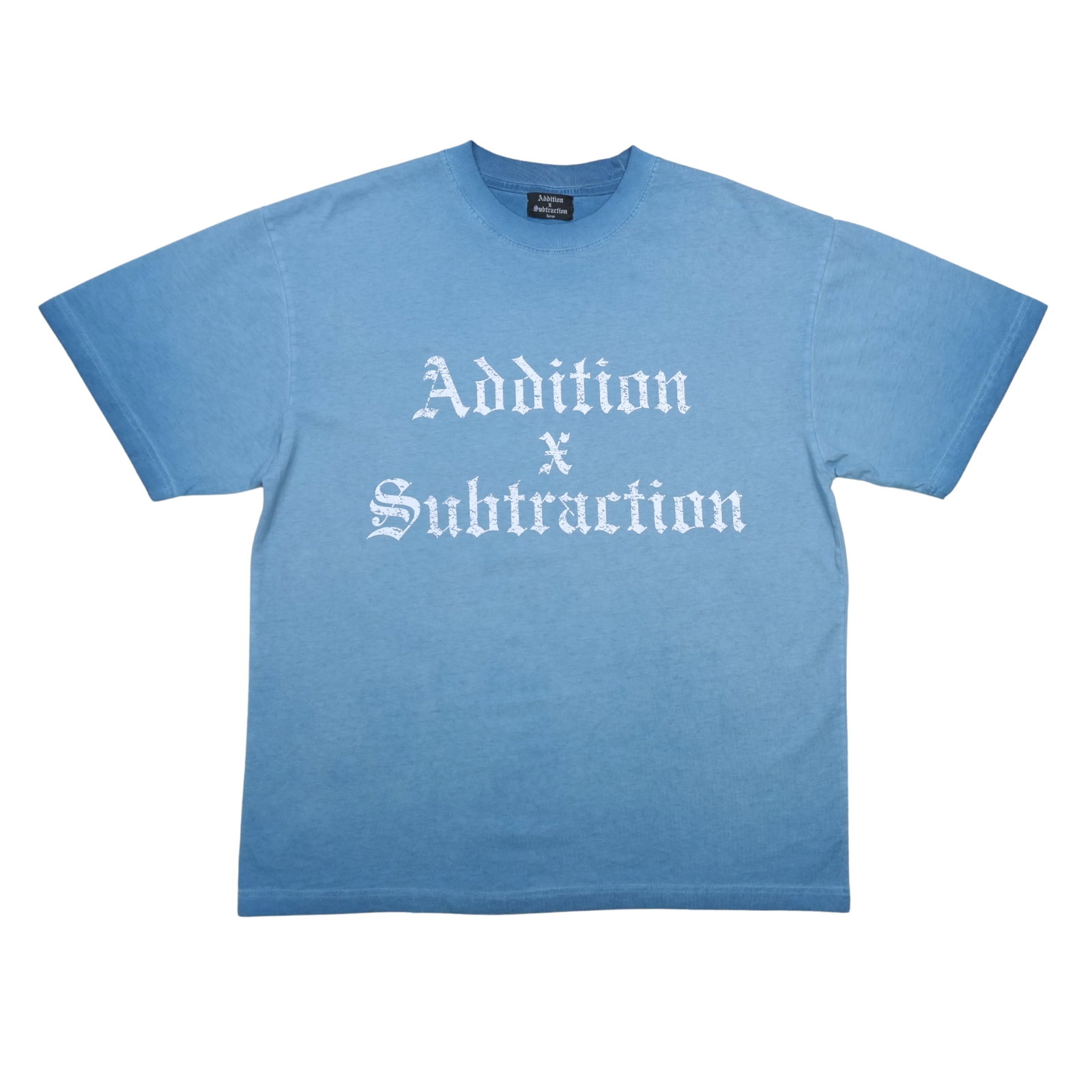 Vintage Wash Blue Tee Addition by Subtraction XL: Vintage Wash Blue Tee Addition by Subtraction XL This is an Addition by Subtraction vintage wash blue t-shirt in an extra large size. The tee features a classic look with a soft, worn-in finish for ca