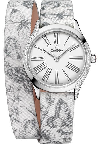 Omega De Ville Mini Tresor Ladies Quartz Watch White Dial Fabric Strap Ref 428.17.26.60.04.002: Omega De Ville Mini Tresor Ladies Quartz Watch White Dial Fabric Strap Ref 428.17.26.60.04.002 The Omega De Ville Mini Tresor Quartz features a white dial and is complemented by a fabric strap. This l