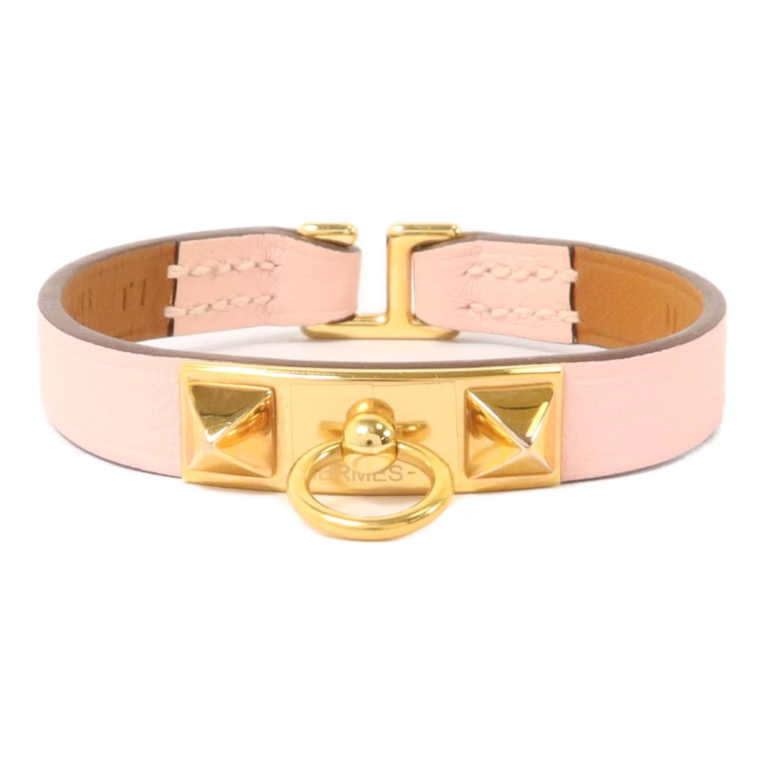 Hermes Rivale Mini Bangle Mauve Sylvestre Swift Leather: Hermes Rivale Mini Bangle Mauve Sylvestre Swift Leather A Hermes Rivale Mini bangle crafted in Swift leather and calfskin, presented in Mauve Sylvestre and Pink. It is identified with model no. U/X9 a