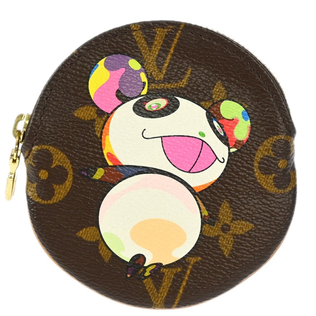 Louis Vuitton Porte Monnaie Rond Monogram Panda Coin Wallet M61928: Louis Vuitton Porte Monnaie Rond Monogram Panda Coin Wallet M61928 Louis Vuitton Porte Monnaie Rond coin wallet in brown Monogram Panda canvas and leather. This round zip-around coin case features the