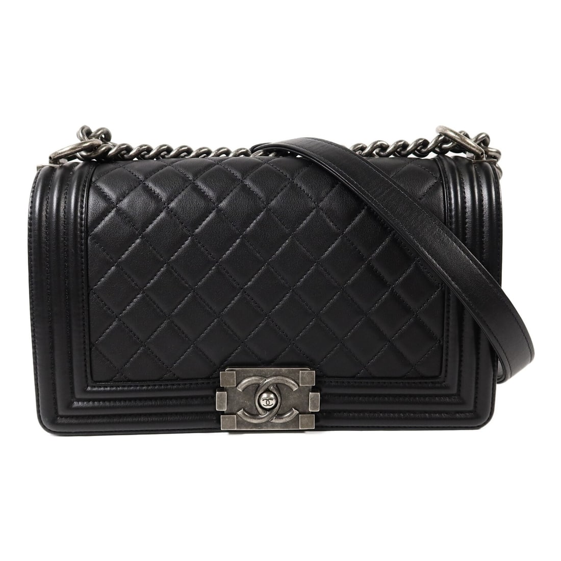 Chanel Boy 25 Shoulder Bag Black Lambskin A67086 CC SHW (1 of 17)
