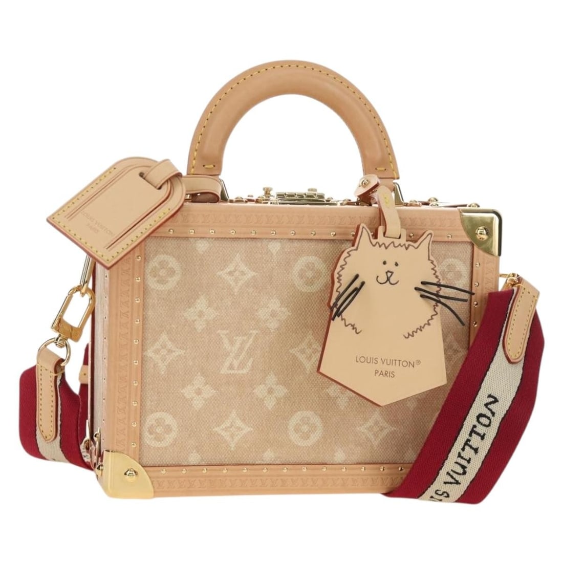 LOUIS VUITTON M14592 Miaowgram Petite Vallees Monogram Canvas Handbag Beige: LOUIS VUITTON M14592 Miaowgram Petite Vallees Monogram Canvas Handbag Beige Louis Vuitton Miaowgram Petite Vallees hand bag in Monogram Canvas with a Monogram/Beige colorway. Made in France, this wome