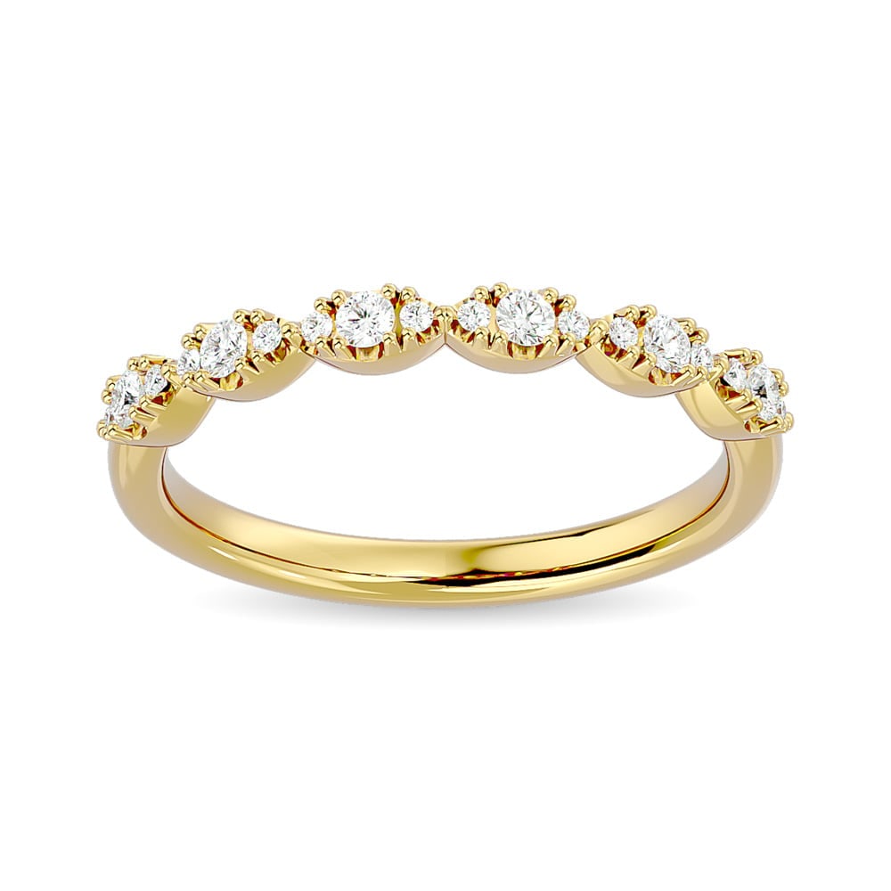 Diamond Stackable Band 1/5 Ct.tw in 14K Yellow Gold: Diamond Stackable Band 1/5 Ct.tw in 14K Yellow Gold 14k Yellow Gold Stone Color: Gh Stone Clarity: Si2 Each ring is presented in standard size 6.5. Complimentary resizing is available between sizes 51