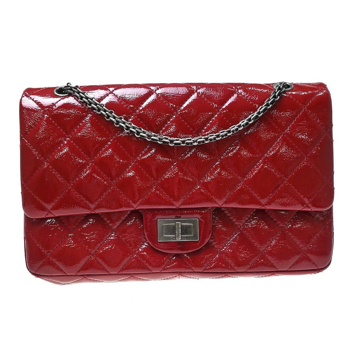 CHANEL Hanger Flap Crossbody Bag Red Quilted PVC Silver Tone: CHANEL Hanger Flap Crossbody Bag Red Quilted PVC Silver Tone Chanel 2.55 Double Flap Shoulder Bag in red PVC with a quilted matelasse finish and silver-tone hardware. This large crossbody-style bag fe