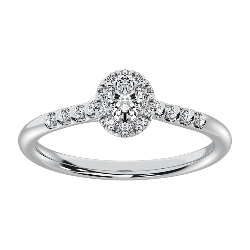 14K White Gold 1/2 Ct.Tw. Diamond Oval Shape Engagement Ring: 14K White Gold 1/2 Ct.Tw. Diamond Oval Shape Engagement Ring 14k White Gold Stone Color: G-h Stone Clarity: I1 Each ring is presented in standard size 6.5. Complimentary resizing is available between 